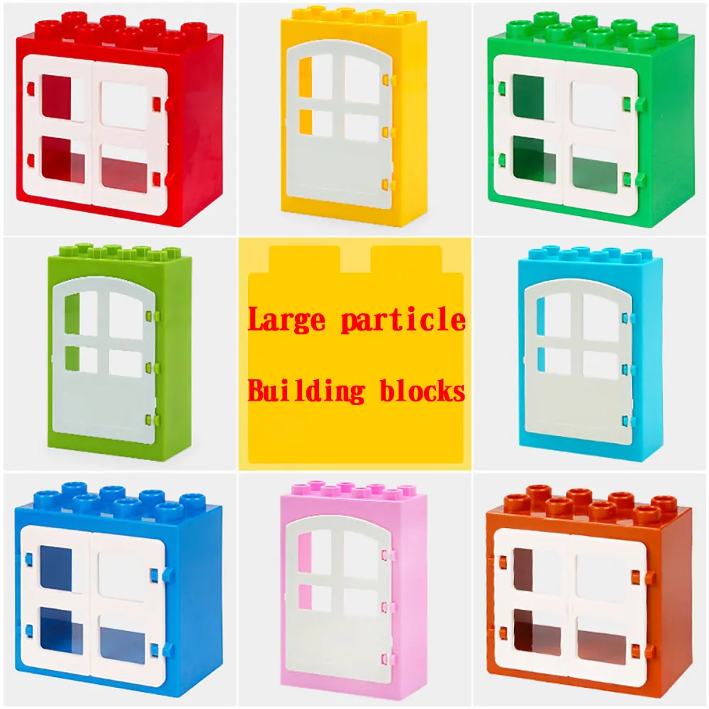 

Duploes Big Size Large particle Building Blocks accessory Fence window Street light railing Compatible Duploed Toys for kids DIY