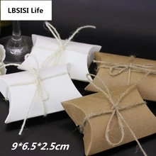 LBSISI жизни, 50 шт в наборе, Подарочная коробка конфет белый Крафт Подушка Форма Свадебная подарочная коробка вечерние конфеты Коробки яркие сумочки для вечеринки свадебный
