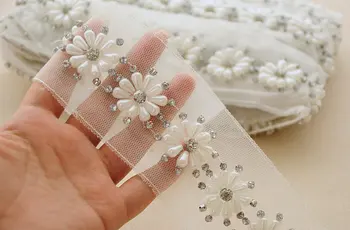 

10 yards Beading trim, bridal sash trim, bead embellishment supplies