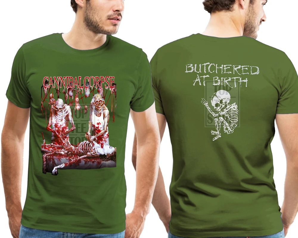 Футболка Cannibal Corpse Butchered At Birth M, L, Xl, Xxl, футболка из металла смерти, официальный - Цвет: Армейский зеленый