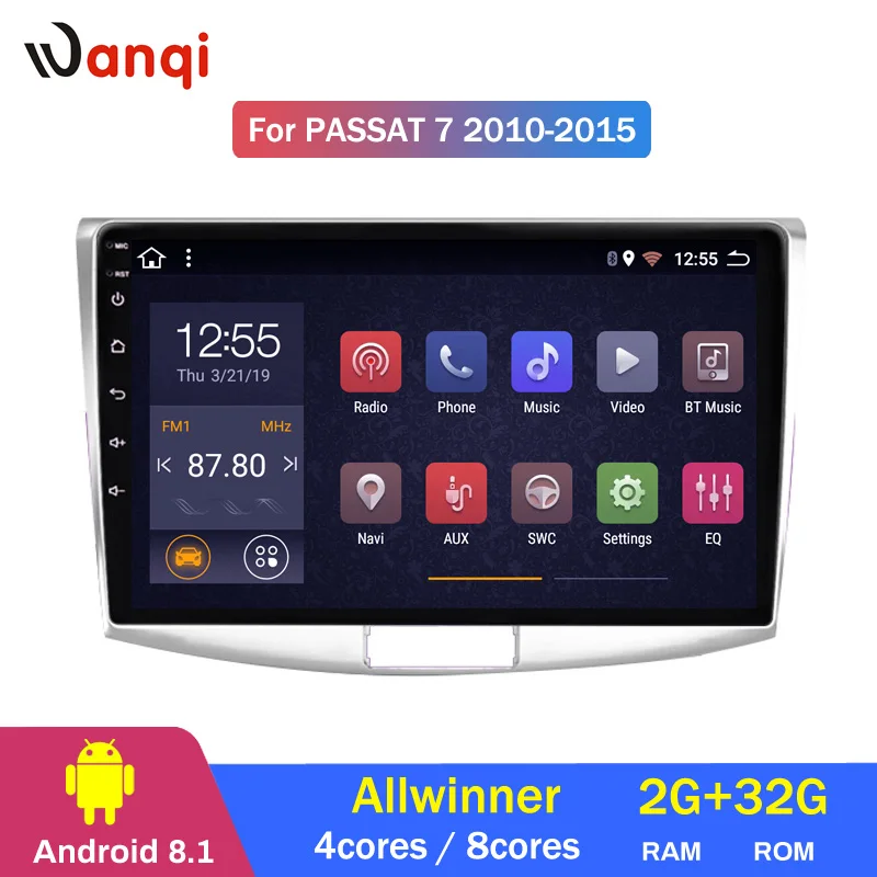  2G RAM 32G ROM Car Radio Multimedia Video Player Navigation GPS Android 8.1 For Volkswagen passat 7
