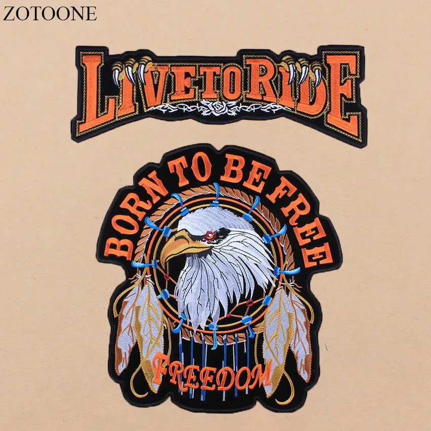 

Prajna Cool Large Back Iron On Patches Clothing Jacket Skull Biker Punk Patch Applique Embroidered Eagle Wing Rock Motorcycle E1