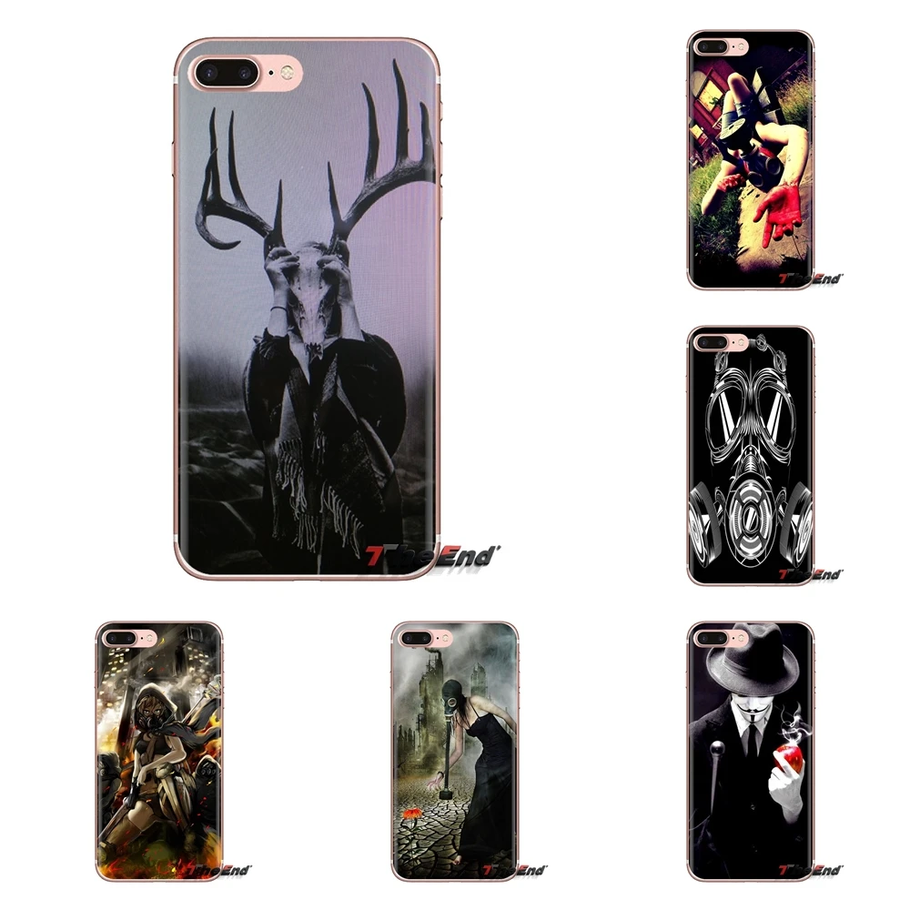 Silicone Shell Case abstract digital Gas Masks gloves hands For Xiaomi Redmi 4A S2 Note 3 3S 4 4X 5 Plus 6 7 6A Pro Pocophone F1 |