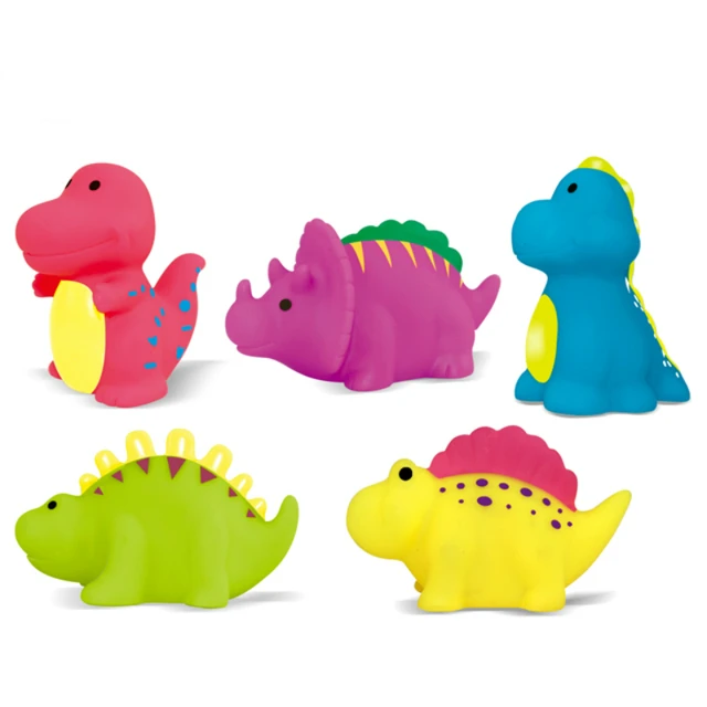 5pcs Baby Bath Toys Set Vinyl Cartoon Dinosaur Kids Cute Soft Animals Swimming Water Spraying Float
