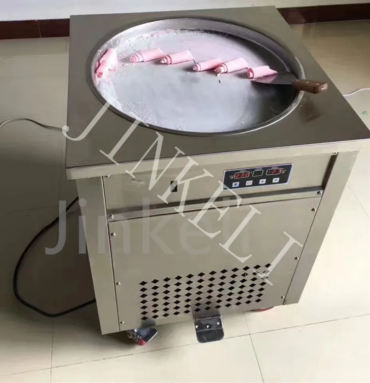 

110v 220v R410 Fry ice cream machine fried ice roll single flat pan rolled fried ice machine ice cream rolls freezer machine