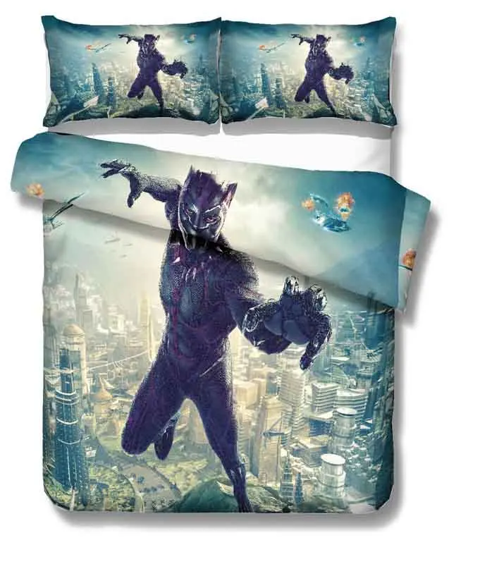 Черная пантера Marvel супергерой Комплект постельного белья пододеяльник одеяло комплект постельного белья s 13 размер США AU GB одеяла постельное белье - Цвет: 1