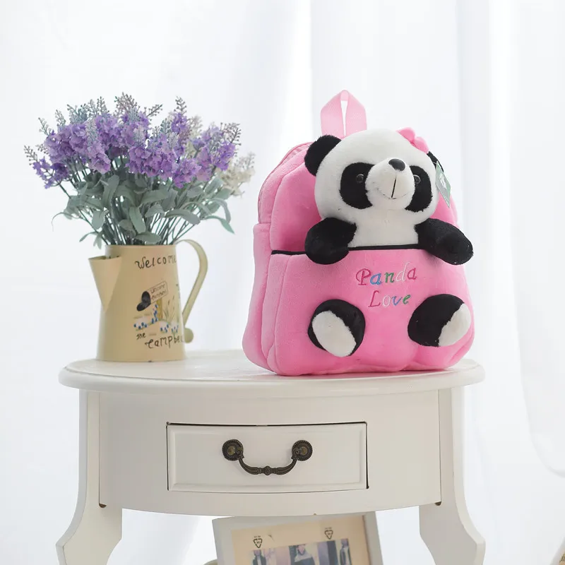 Plush Panda Doll Backpack 2-in-1 Toddler Kindergarden Schoolbag Kids Overnight Bag Kawaii Panda Toy 7 Colors 17