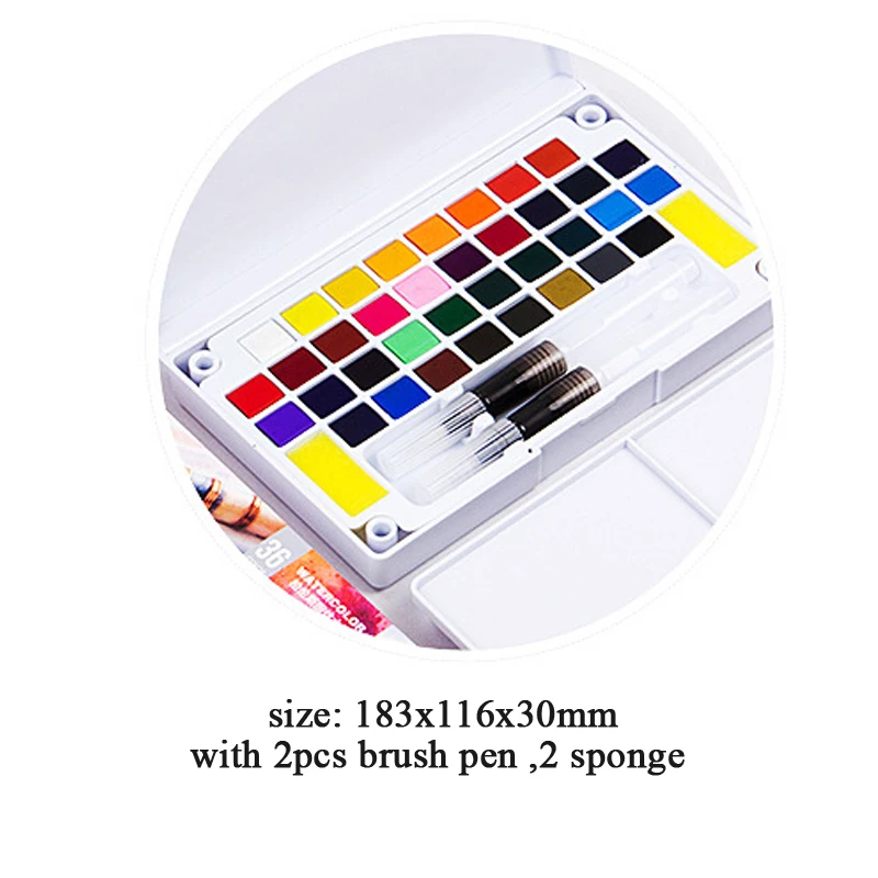 Borrence 12/18/24/36 Colors Watercolor Paint Set with Water Brush Pen Solid Water Color Acuarelas Drawing Painting Art Supplies - Цвет: 36 colors