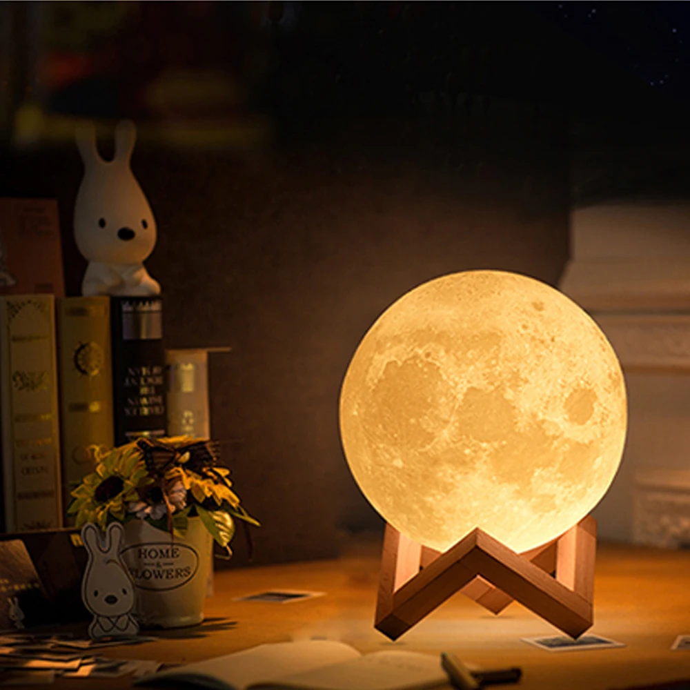

3D Print LED Moon Lamp Holiday Lighting Touch Switch LED Moonlight Bedroom Night Lamp for Baby Kid Children Christmas Decoration