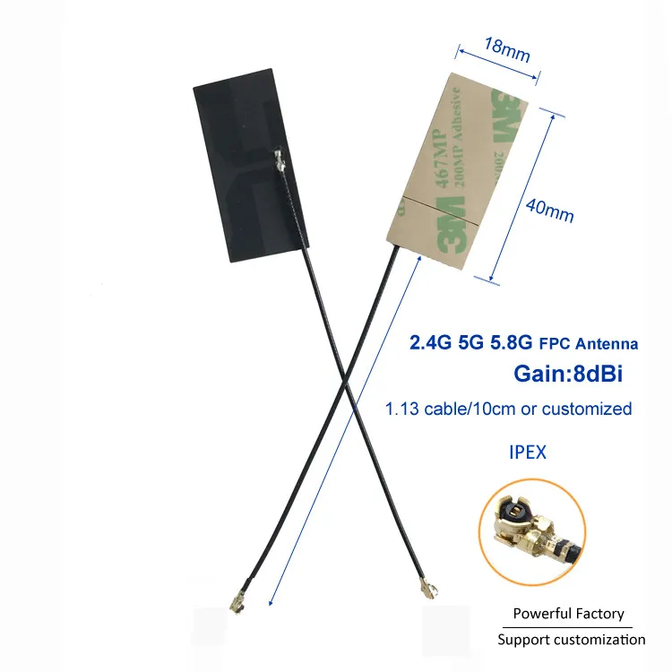 2.4g/5g/5.8g Dual Band Fpc Flexible Antenna 8dbi Patch  2400-2500mhz/5150-5850mhz Wifi6 Router Ipex Connector 5pcs/batch -  Communications Antennas - AliExpress