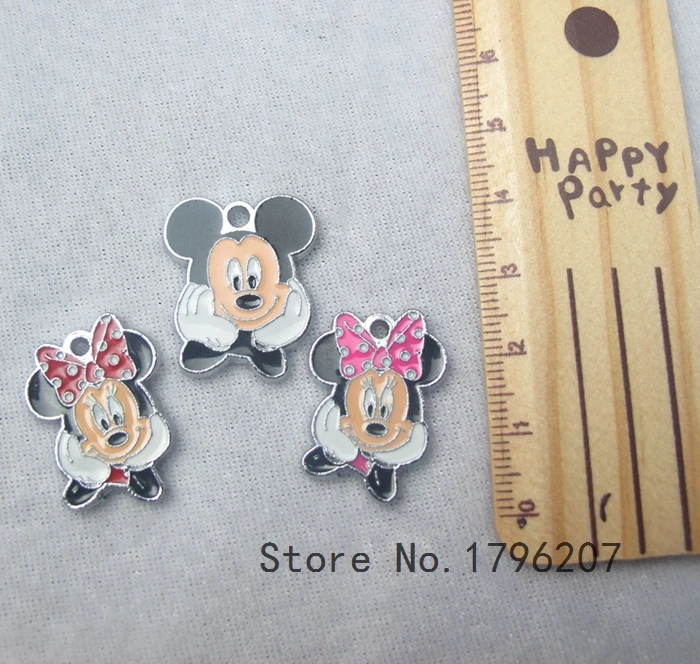 

10 Pcs Mickey Minnie Cartoon Charm Necklace/Bracelet/Earrings Pendants DIY Jewelry Making Accessories T-38