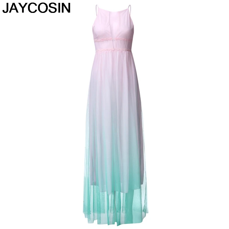 Новинка 2019 летнее женское платье JAYCOSIN градиентное Сетчатое пляжное с вырезом под