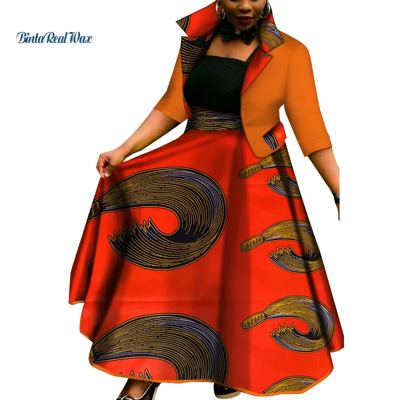 Африканский топ и юбка-пачка, комплекты для женщин, Bazin Riche, африканская Женская одежда, Дашики, комплекты из 2 предметов, пальто и юбки, WY3386