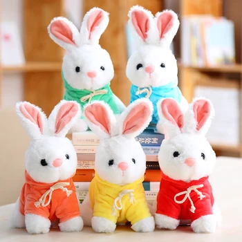 

2019 Plush Toy 25cm Cute Hoodie Rabbit Animal Furry Dolls Plush Toys,Children Soft PP Cotton Kids As Birthday Christmas Gift