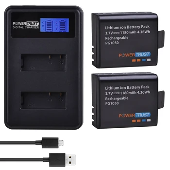 

2x PG1050 1180mAh Batteries + LCD Dual USB Battery Charger For SJCAM SJ4000 M10 SJ5000 SJ5000X For EKEN H9 H9R H8R H8 GIT PG900