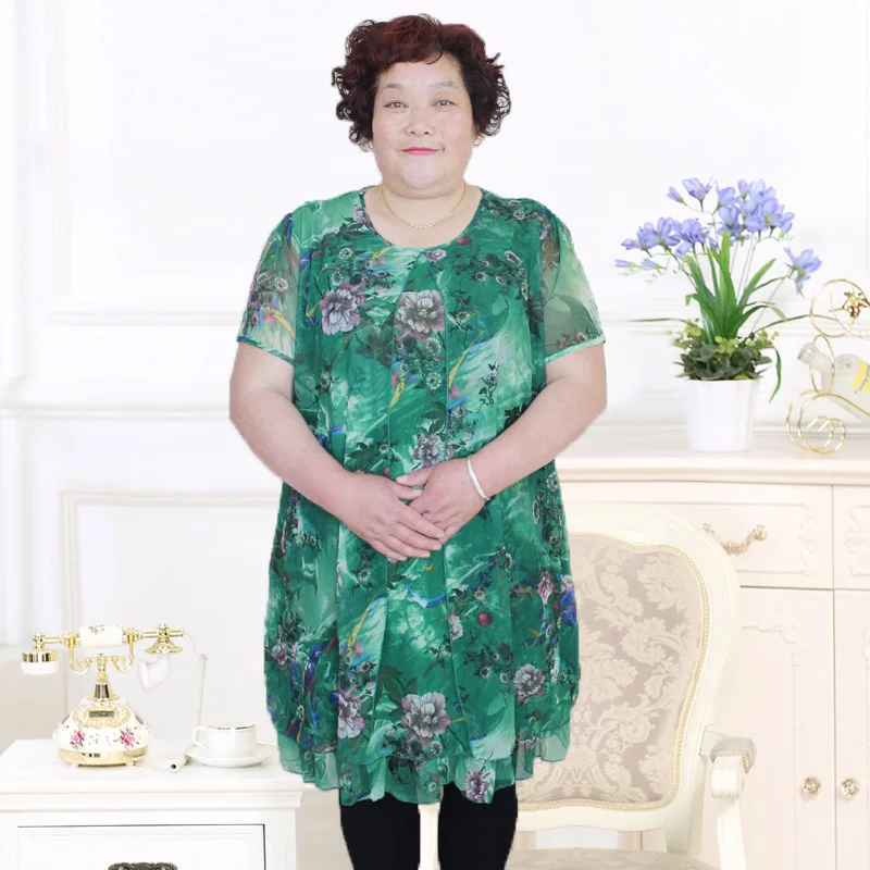 

Pluse size New summer fat mother gauze dress elastic loose fertilizer fat increase code P8XFC3Dress