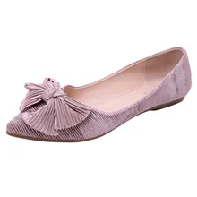 Г.; тонкие туфли с закрытым носком; женские повседневные Черные Туфли-оксфорды с острым носком и бантом; женская обувь на плоской подошве; удобная женская обувь без застежки