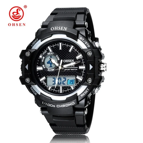 Новое поступление Ohsen Цифровые кварцевые мужские спортивные наручные часы синий 50 м водонепроницаемый силиконовый ремешок модный крутой светодиодный часы мужские подарки - Цвет: White