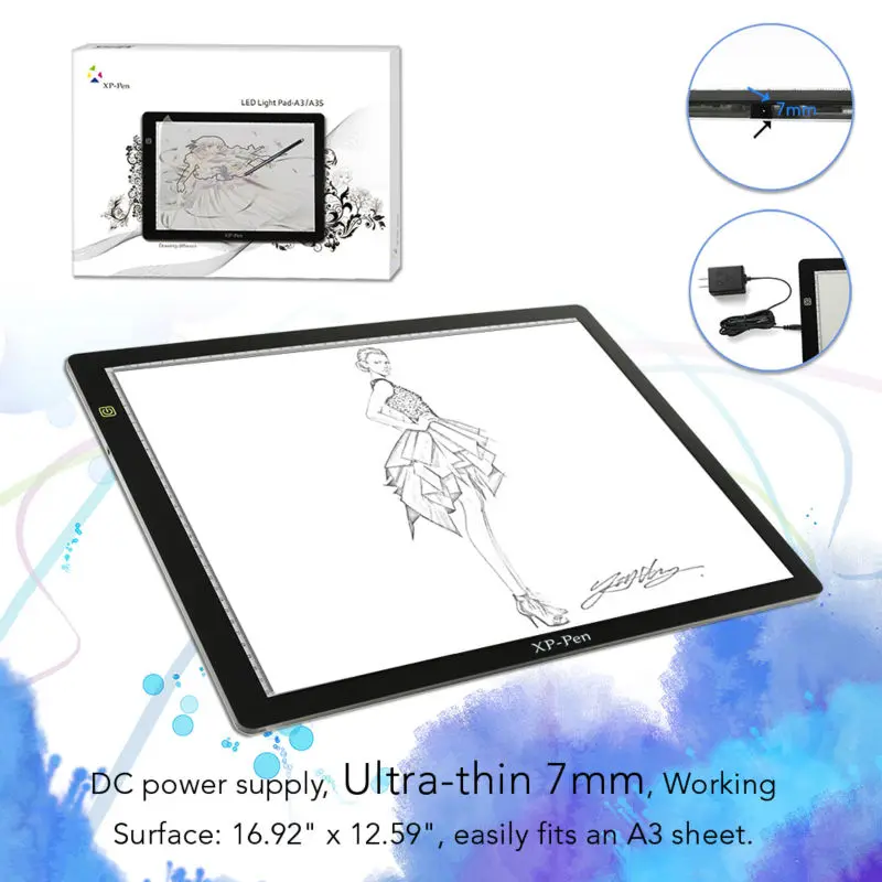 XP-Pen CP A3 24 Дюймов LED Искусство Трассировки Light Table световой Короб Затемнения Drawing Pad X-ray Pad с Скрепки и противообрастающих перчатки