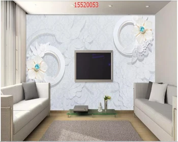 

beibehang Custom Three-dimensional soft bag 3d embossed diamond flower pearl reeds elegant fashion silk background wallpaper