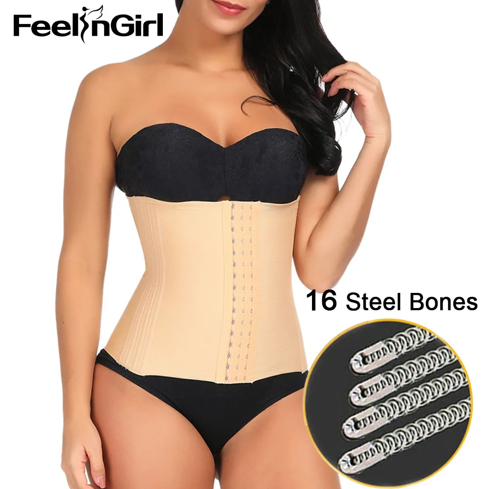 

FeelinGirl 16 Steel Bones Seamless Women Shapers Slimming Tummy Control Waist Trainer Corset Waist Belt Modeling Strap Underwear