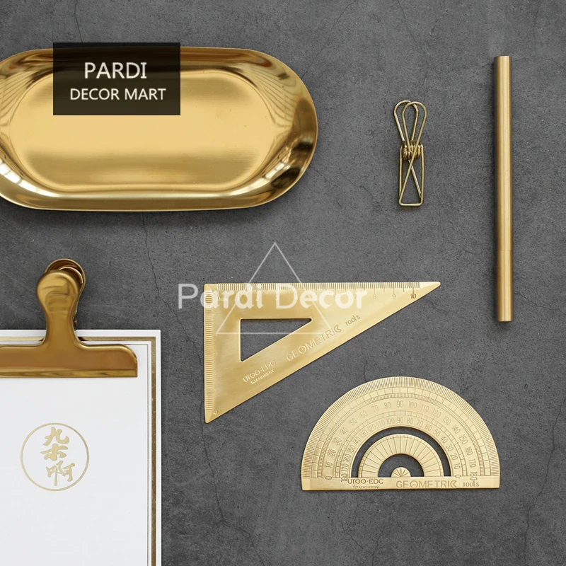 

Golden stainless steel handmade ruler Desk tool study tools office tools 1pc/lot