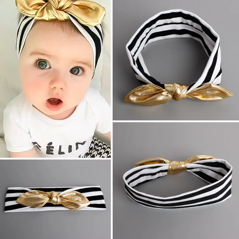Bunny ear Bow, Baby Headband,black and white Baby Headband, Baby