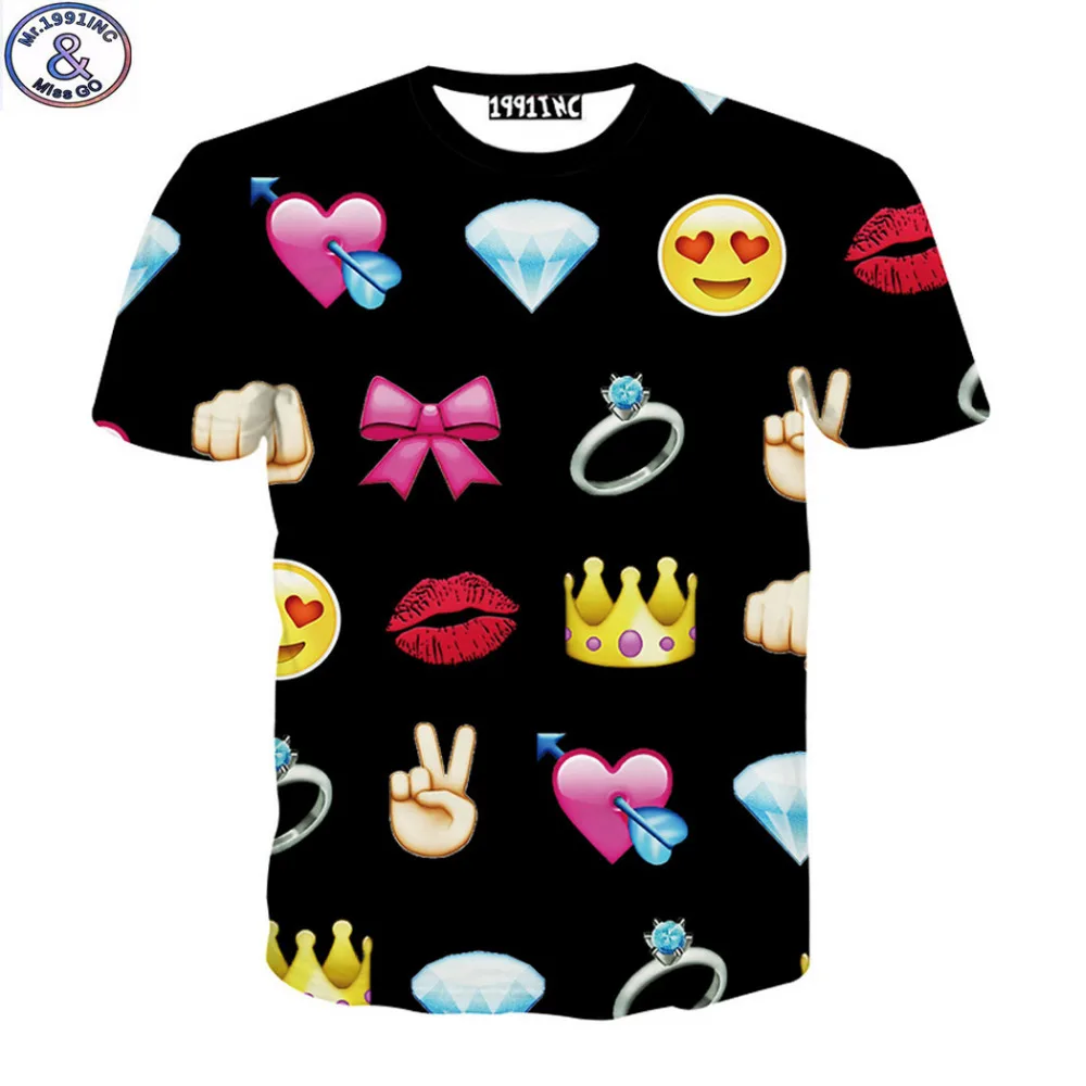 Mr 1991 New summer style short sleeve girls t shirt fashion emoji 3D printed teens tshirt