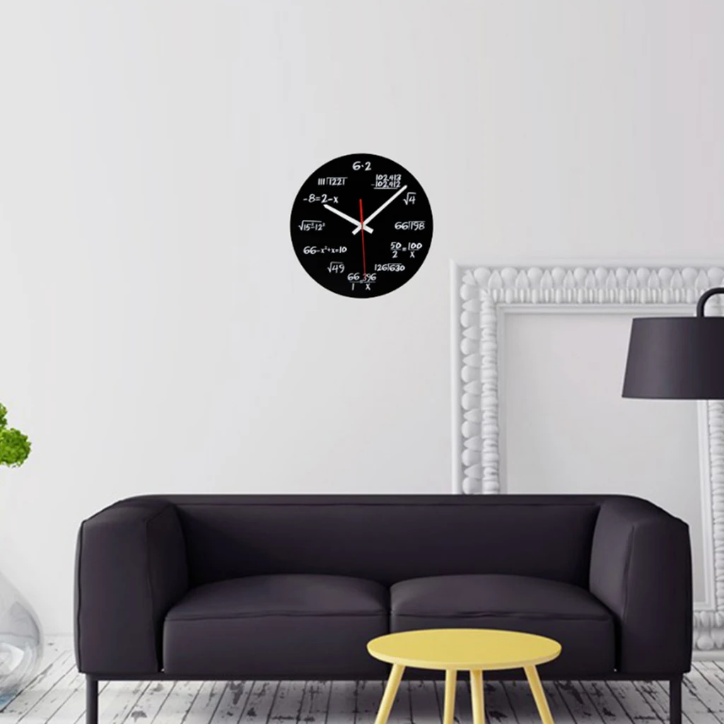 

12 Inch Acrylic Silent Math Equations Polytechnic Digital Wall Clock For Kid's Bedroom Decorative Hanging Clock Home Decoration