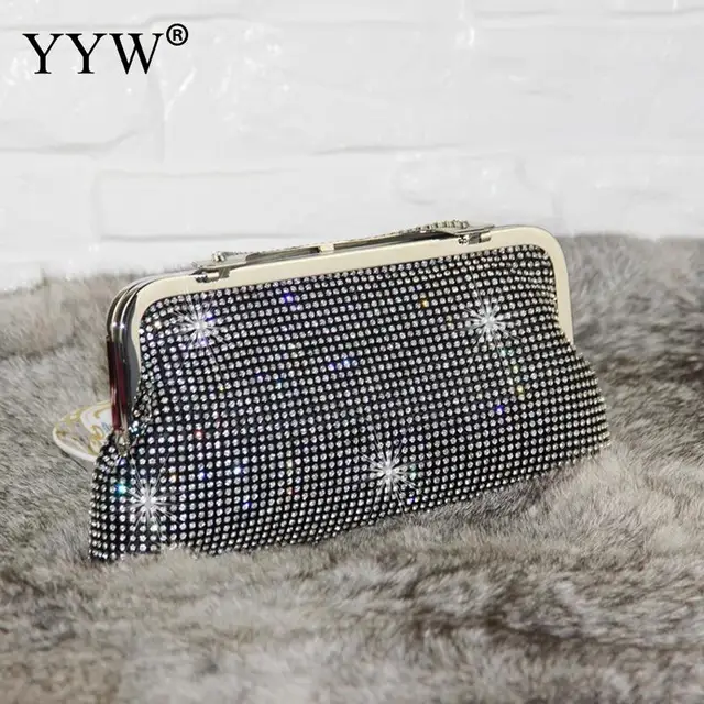 Women Evening Clutch Bag Diamond Clutch Female Silver Day Clutch Wedding Purse Party Banquet Black/Gold Bolsas Mujer 2019 black 1