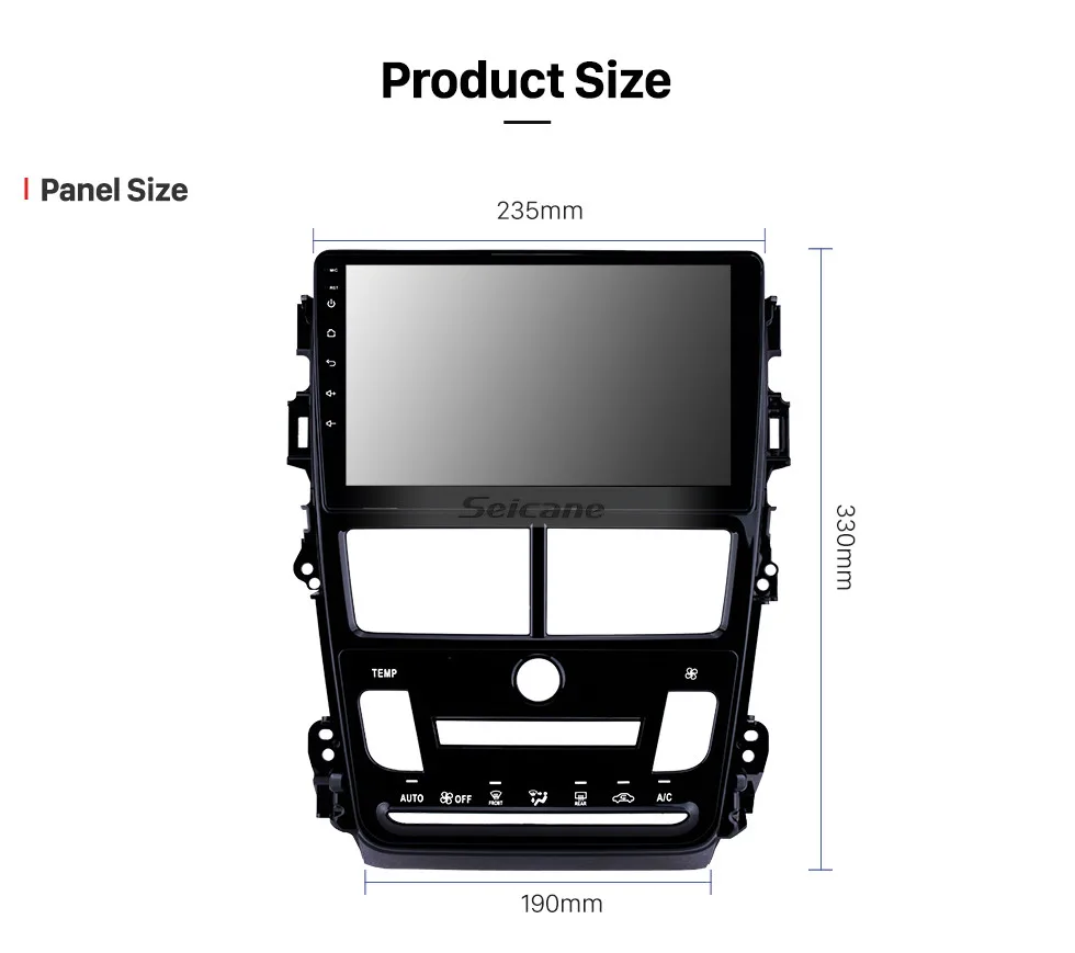 Best Seicane Stereo 9" HD Android 8.1 Auto Radio GPS 2Din Navi for Toyota Vios 2018 Auto Air Conditioner Touchscreen WIFI Bluetooth 17