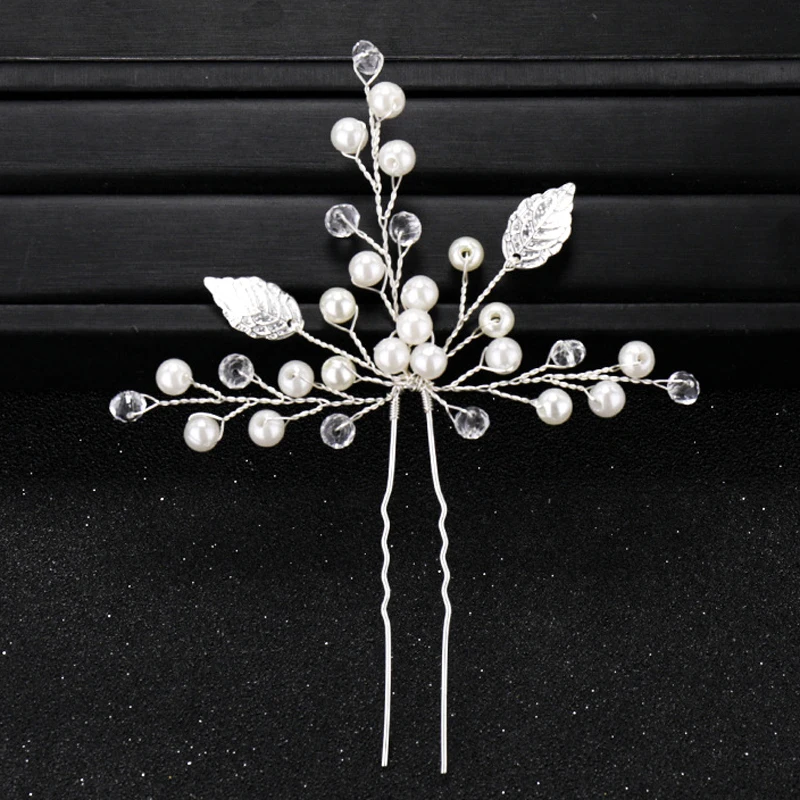 

Gold Silver Leaf Wedding Bridesmaid Hair Clip And Pin Fashion Pearl Crystal Beads Bridal Hairpin For Women Accessories Jewelry