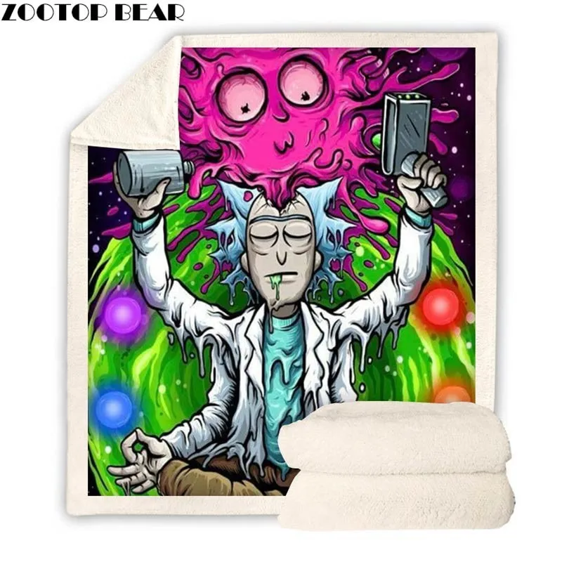 Preise Lustige Anime Rick Und Morty 3D Druck Fleece Decke Quilt 2019 Reise Sherpa Decke Samt Plüsch Bettdecke