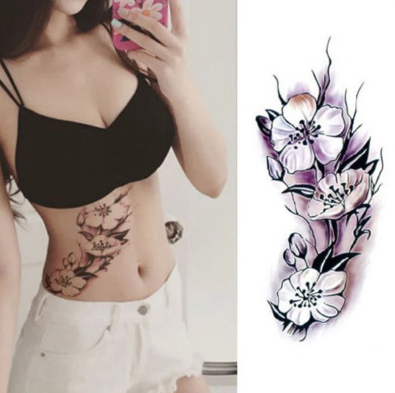 

Shellhard 1 Sheet Waterproof Temporary Tattoo Sticher Womens Rose Flower Removable Body Arm Leg Art Fake Tattoo Sticker
