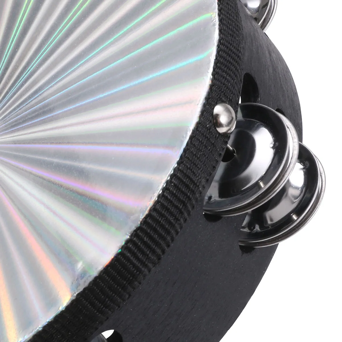8'' Musical Tambourine Reflective Percussion Wood Frame Double Row Metal Jingle Church Band Musical Instruments Gifts For Party