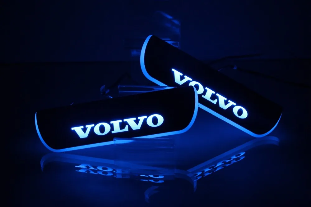 Qirun акриловые светодиодные движущиеся двери scuff Добро пожаловать светильник Путь лампы порога пластины накладки для Volvo S60 V60