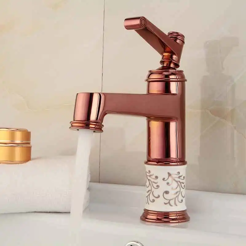 Basin Faucets Brass Rose Gold Bathroom Faucet Single handle Mixer Tap Bath Copper Sink Water Crane | Строительство и ремонт