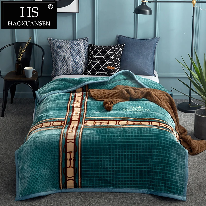 

2.40 kg Green Plaid Double Layer Super Soft Cloudy Blanket Warm Bed Cover Bedspread 150 x 200 cm Home Decoration Throw Blankets
