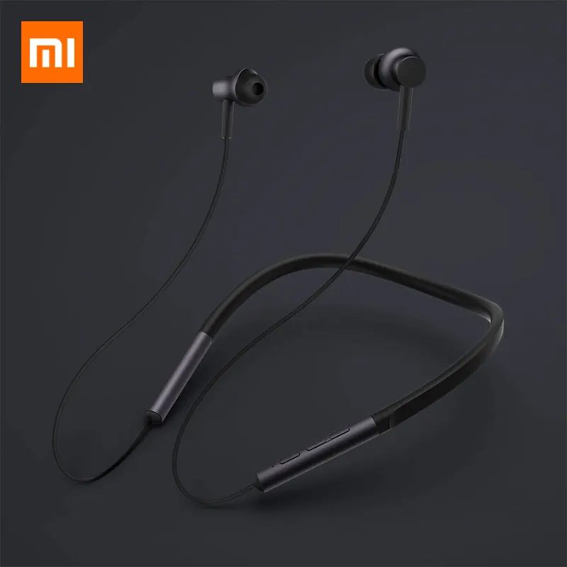 Xiaomi ожерелье с Bluetooth воротник наушник беспроводная гарнитура для занятий спортом магнитный с микрофоном гибридный двойной драйвер динамический In-Ear - Цвет: Black