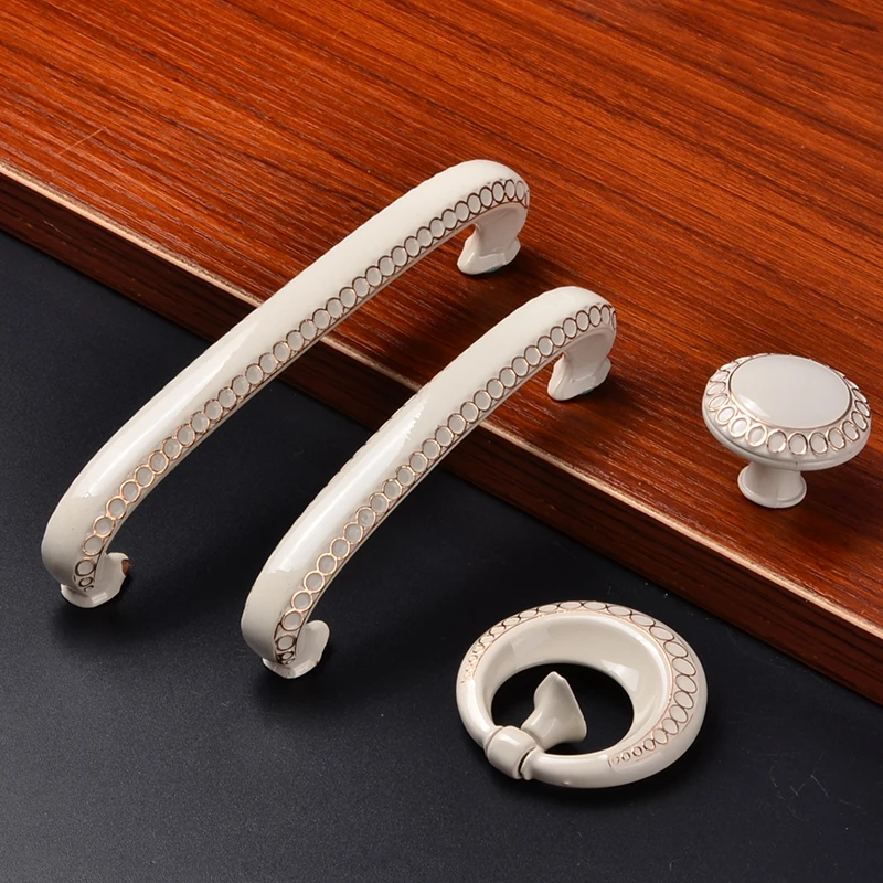 Buy Ivory White Handle Zinc Alloy Elegant Door Handles Knobs Classical Drawers