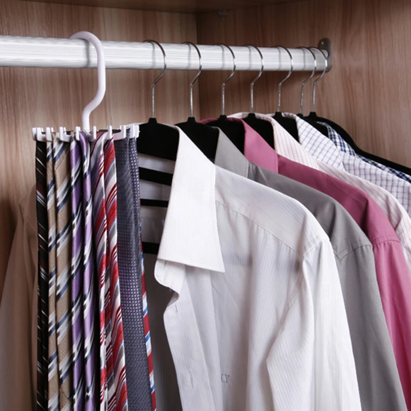 5pcs Rotating Tie Rack Adjustable Tie Holder Hook 18 Neck Ties