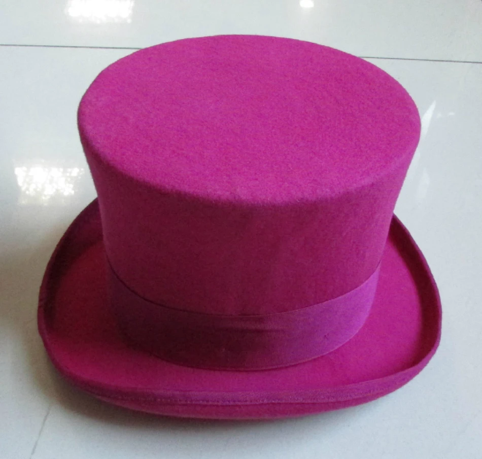 Шерсть, винтажная верхняя шляпа 18 см, розовая Корона, ретро викторианская Волшебная Шляпа для взрослых женщин и мужчин