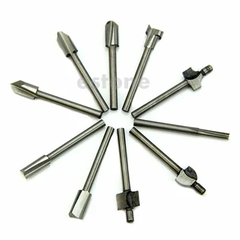 

HSS Router Bits Wood Cutter Milling Fits Dremel Rotary Tool Set 10pcs 1/8" 3mm
