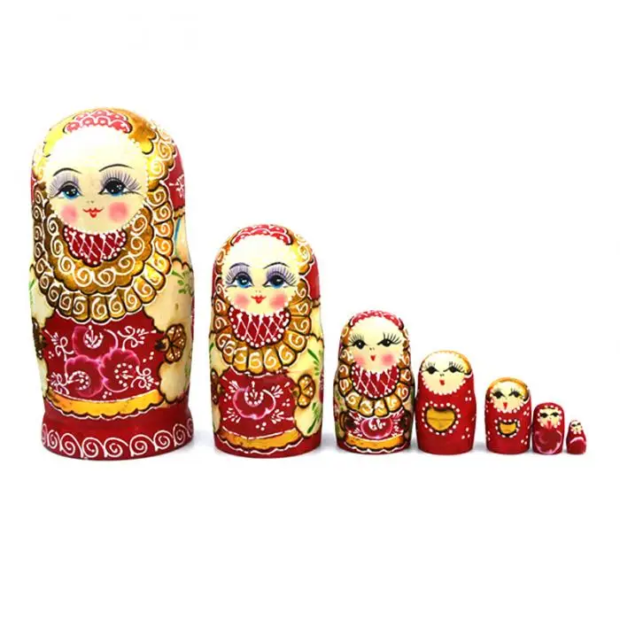 7 шт./компл. новые деревянные русская матрешка куклы коса девушка игрушки традиционные матрешки куклы с пожеланиями для дня рождения 88 FJ88