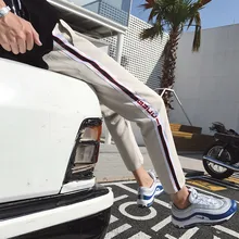 Summer new woven bandwidth loose large size M-5XL nine points casual pants personality fashion classic tide men's simple popular