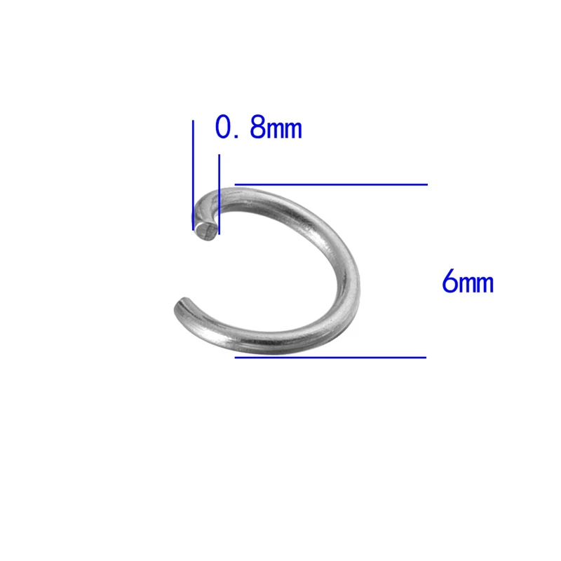 Ювелирные аксессуары 100 шт нержавеющая сталь открытый Овальный прыжок кольцо подходит DIY 8 мм x 5 мм - Цвет: 6mmx0.8mm 500pcs