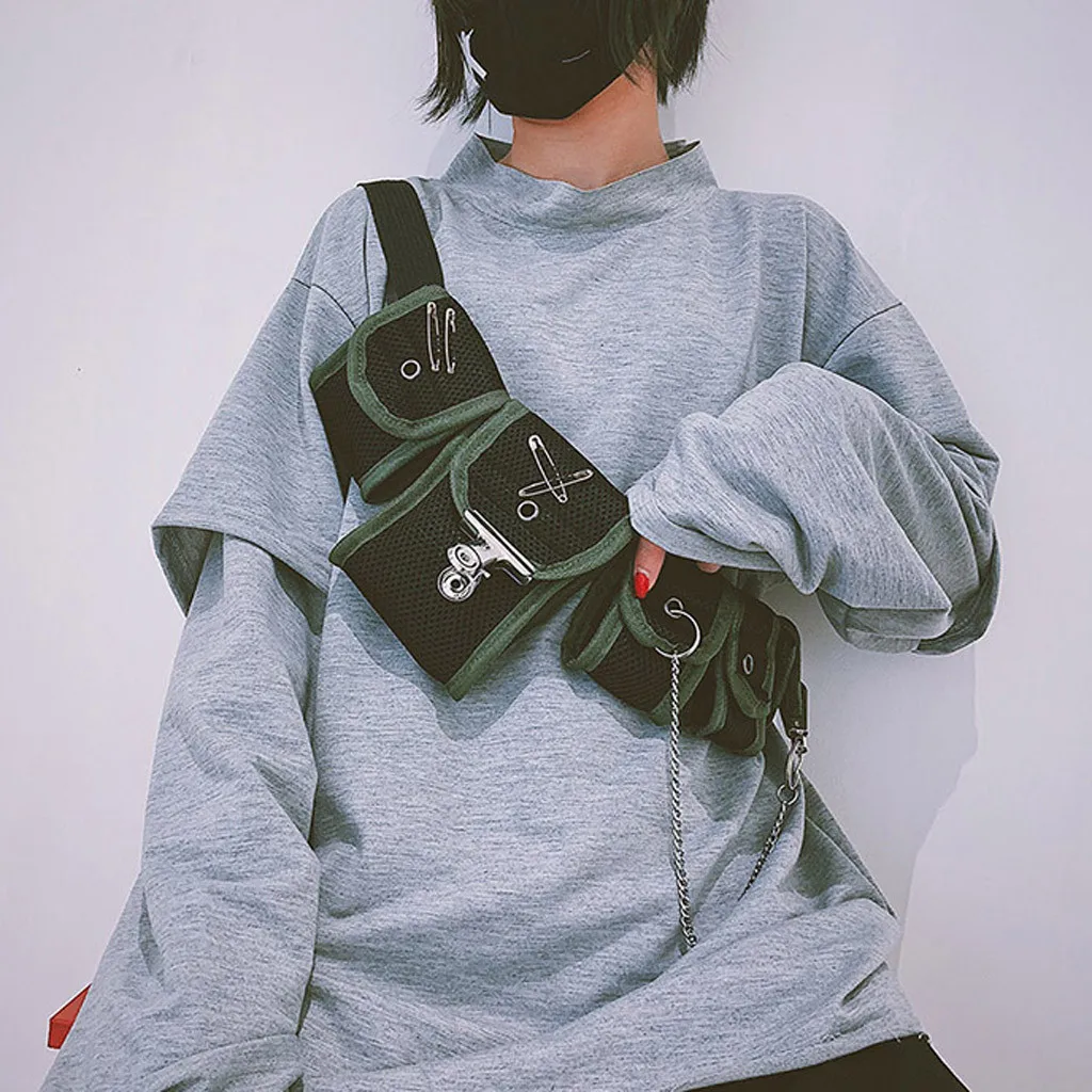

Multifunctional Canvas Chest Bag Unisex Crossbody Multiple Pockets Waist Pocket banana Bag Phone Bag bolso cintura 2019 new