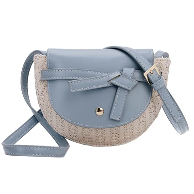 

Fashion Straw Women Solid Rattan Bag Handmade Woven Beach Cross Body Messnger Shoulder Bag Circle Bohemia Handbag wicker tote