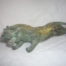 Старая китайская Бронзовая золотая статуя тигра/скульптура, лучшая коллекция и украшение