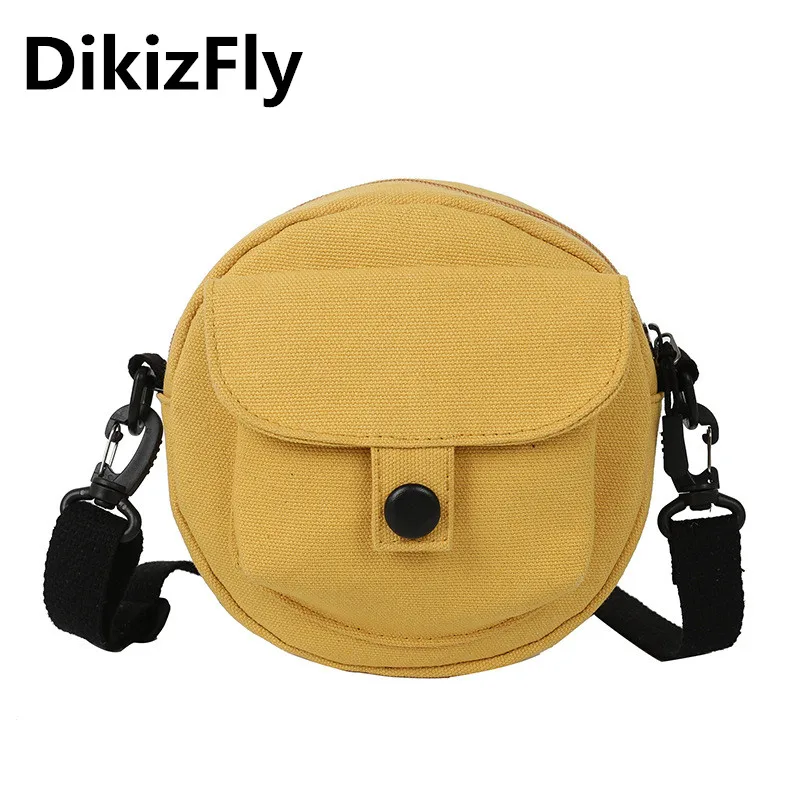 

DikizFly Circular Crossbody Bags Canvas Shoulder Bags Small Purse Handbags Casual Japan Style Canvas Handbags For Girls 2109 Sac
